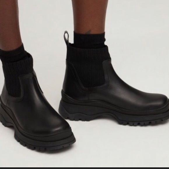 Bow Lug -Sole Leather Sock Boots Size 39.5 - Picture 9 of 9